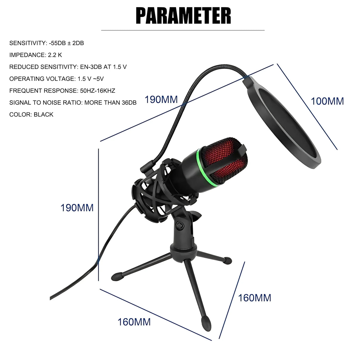 Condenser Microphone Kit with Tripod Stand for Streaming YouTube Podcasts and Recording Studio Quality Audio