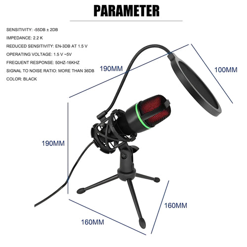 Condenser Microphone Kit with Tripod Stand for Streaming YouTube Podcasts and Recording Studio Quality Audio