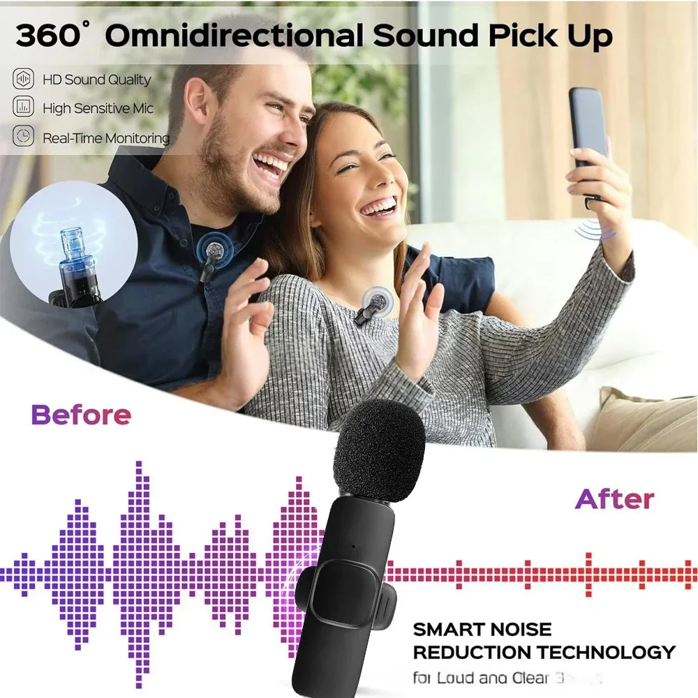 KEBIDU Wireless Lavalier Microphone Noise Cancelling Audio Video Recording Type-C Mic Live Streaming Interviews for Smart Phone